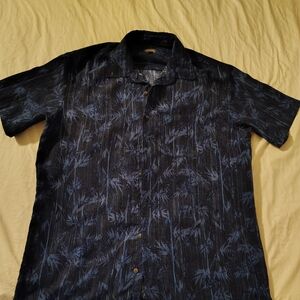 Van Heusen Navy Blue Hawaiian Patterned Short Sleeve Shirt XLT